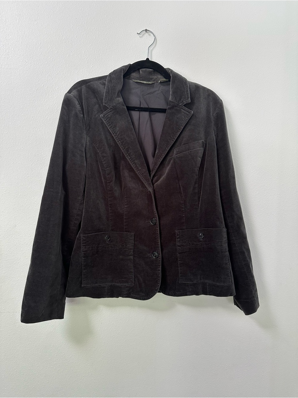 Eddie Bauer Womens Blazer Jacket Size 10 Black Velvet Preppy Academia Office